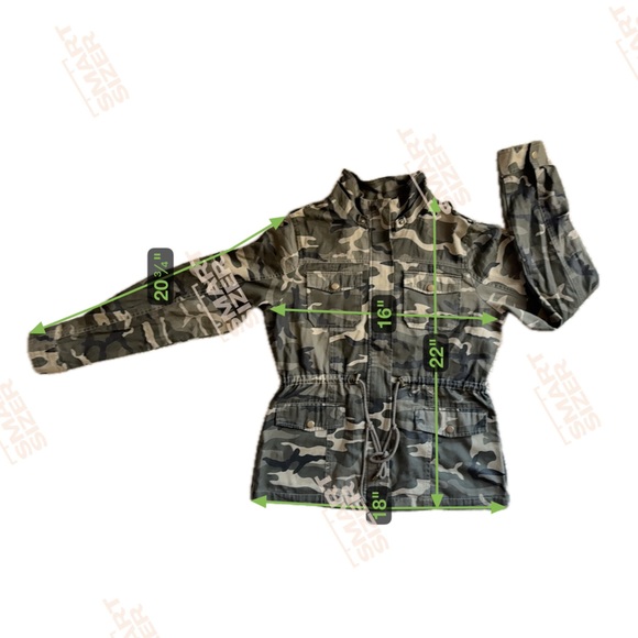 Shinestar Women’s Camo Utility Jacket Size L Cotton Zip Front Drawstring Waist - Picture 2 of 11